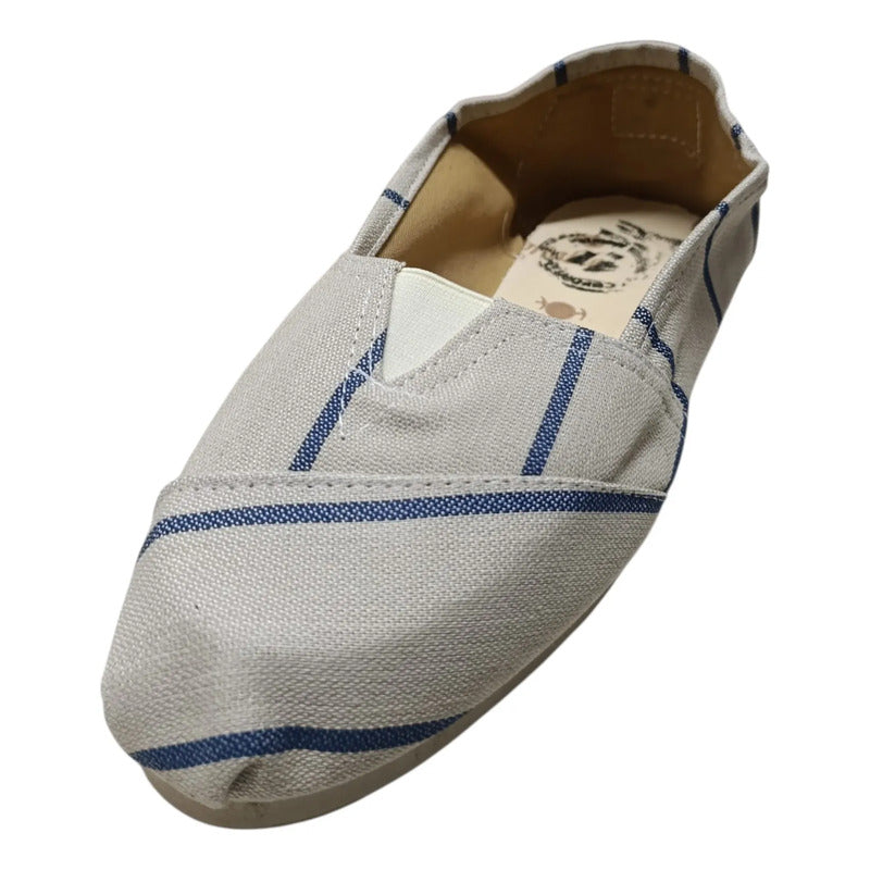 Alpargatas Confortables Estampadas Beige Con Azul 39 Uy