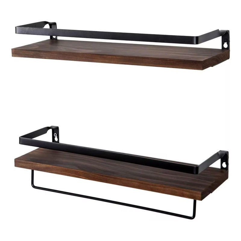 Repisa Estante Flotante En Madera Y Acero De 3 Estantes