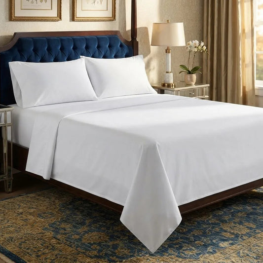 Sábanas 2 Plaza 198x240cm Ajustable 140x190x25cm Con 2 Funda Blanca Liso