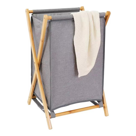 Cesto De Ropa Decorativo De Bambú 40x30x38 Cm