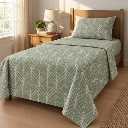 Sabana De 1 Plaza 148 X 240 Cm Con Funda Verde Claro Diseño