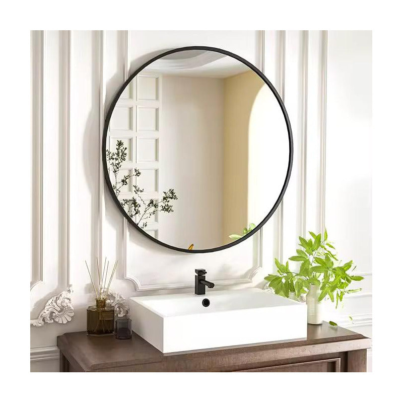 Espejo Redondo Para El Hogar Decorativo Y Baño 50cm Negro