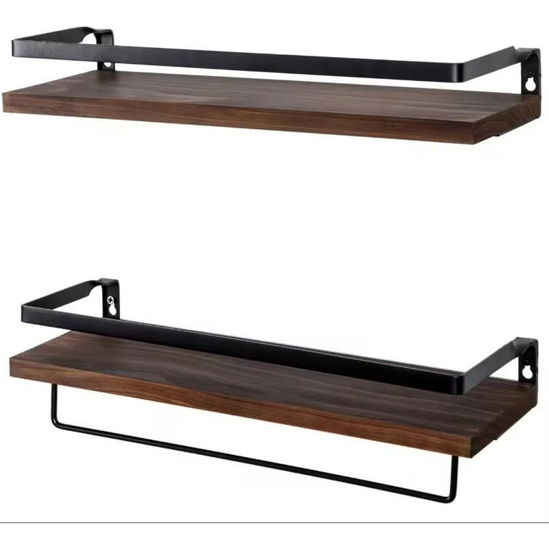 Repisa Estante Flotante En Madera Y Acero De 3 Estantes