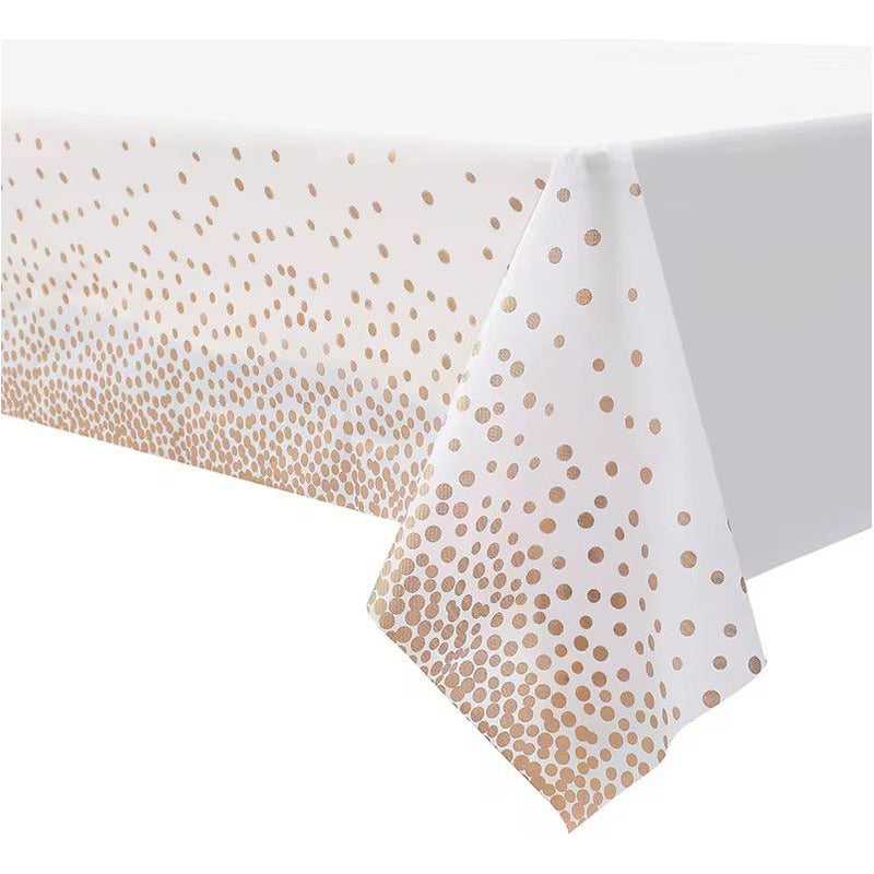 Mantel Cumpleaño Nylon Lunares Desechable  137x274cm