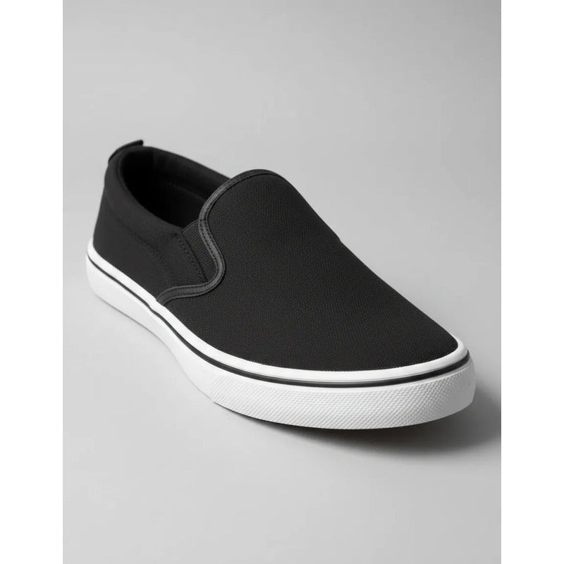 Calzado Sin Cordon Nautico Liviano Y Flexible Negro Lisa 40