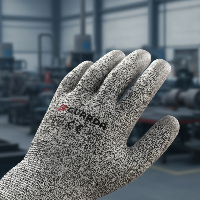 Guantes Seguridad Guarda De Poliéster Nitrilo Gris