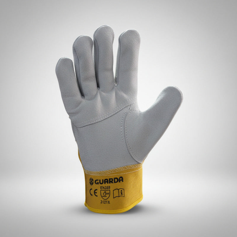 Guantes De Trabajo Guarda De Cuero Y Algodón Amarillo