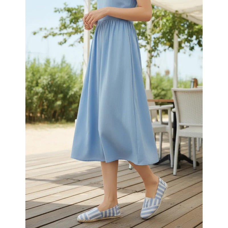 Alpargatas Confortables Estampadas Celeste Azul Y Blanco 37 Uy