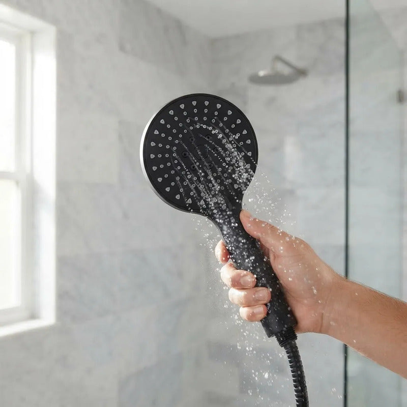 Teléfono De Lluvero Para Ducha Color Negro Redondo Negro