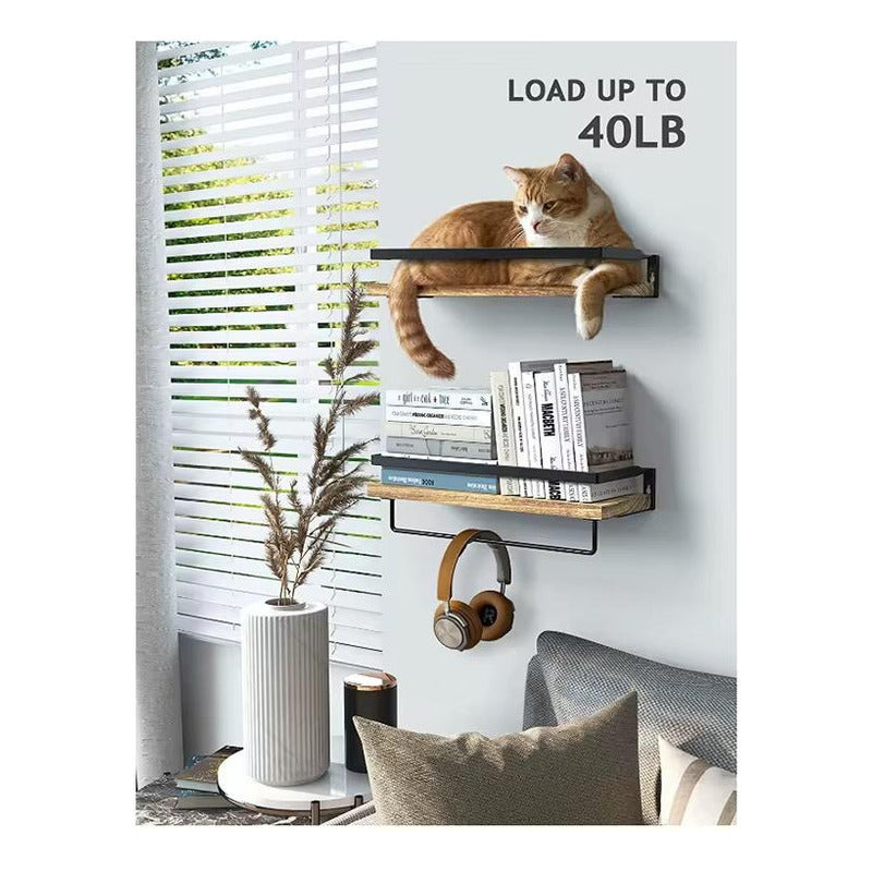 Repisa Estante Flotante En Madera Y Acero De 3 Estantes