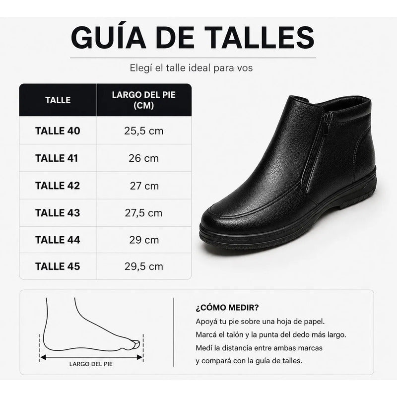 Bota De Invierno Cuerina Con Corderito Por Dentro 40 Al 45 Negro Lisas 43