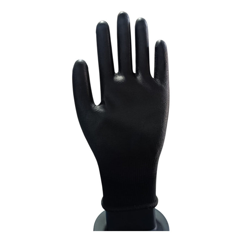 Guantes Seguridad Guarda De Poliéster Y Nitrilo Livianos Negro