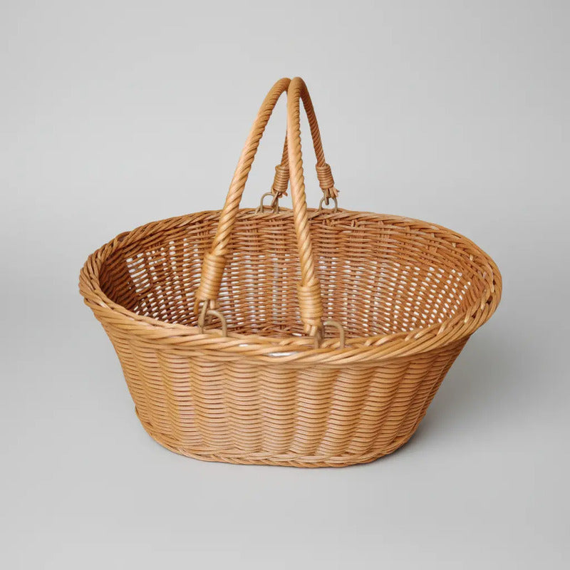 Canasto De Mimbre Picnic 40cm De Ancho 30cm De Largo 18cm Al Marrón