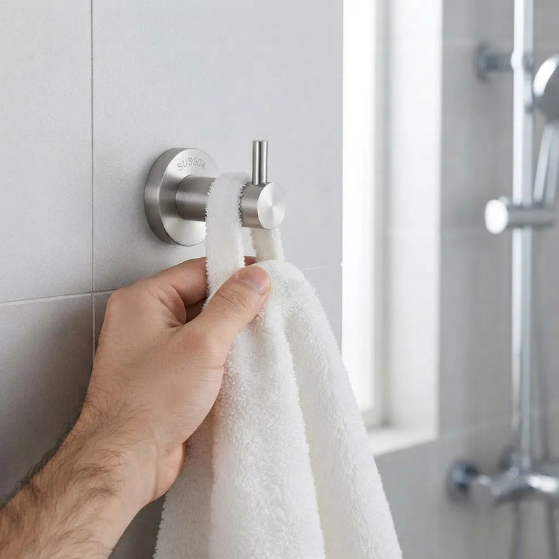 Gancho De Pared Metálico Para Colgar 6.6x5 Cm Con Tornillos Plateado