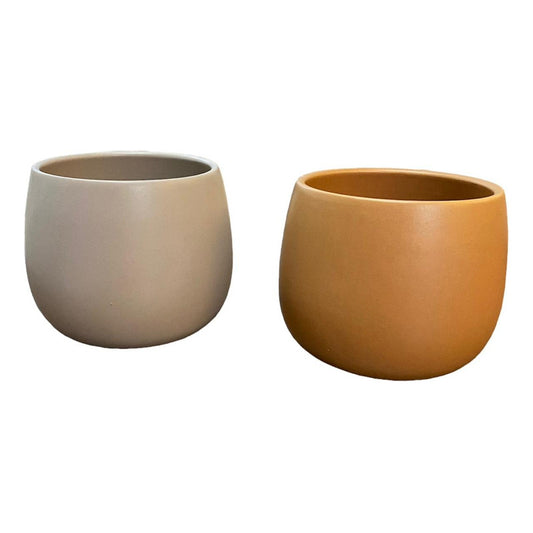 Maceta Decorativa Ceramica 12 X 12 Cm En Dos Tonos De Marrón