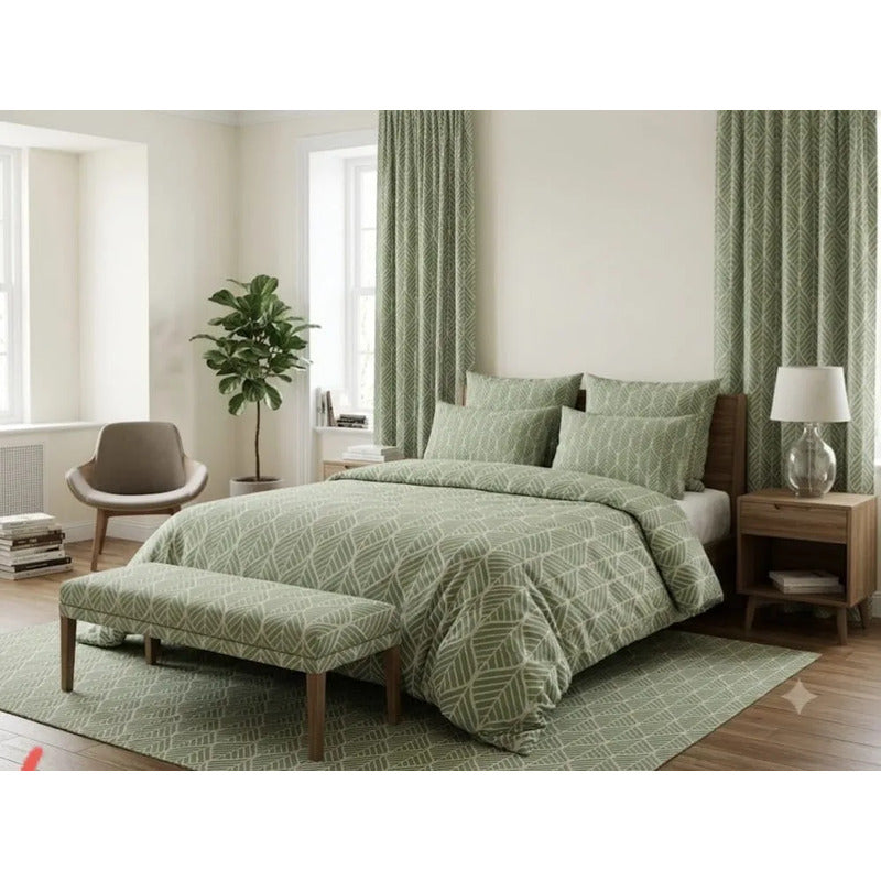 Sabanas De 2 Plazas Varios Diseños 198x240 Cm Verde Musgo Diseño
