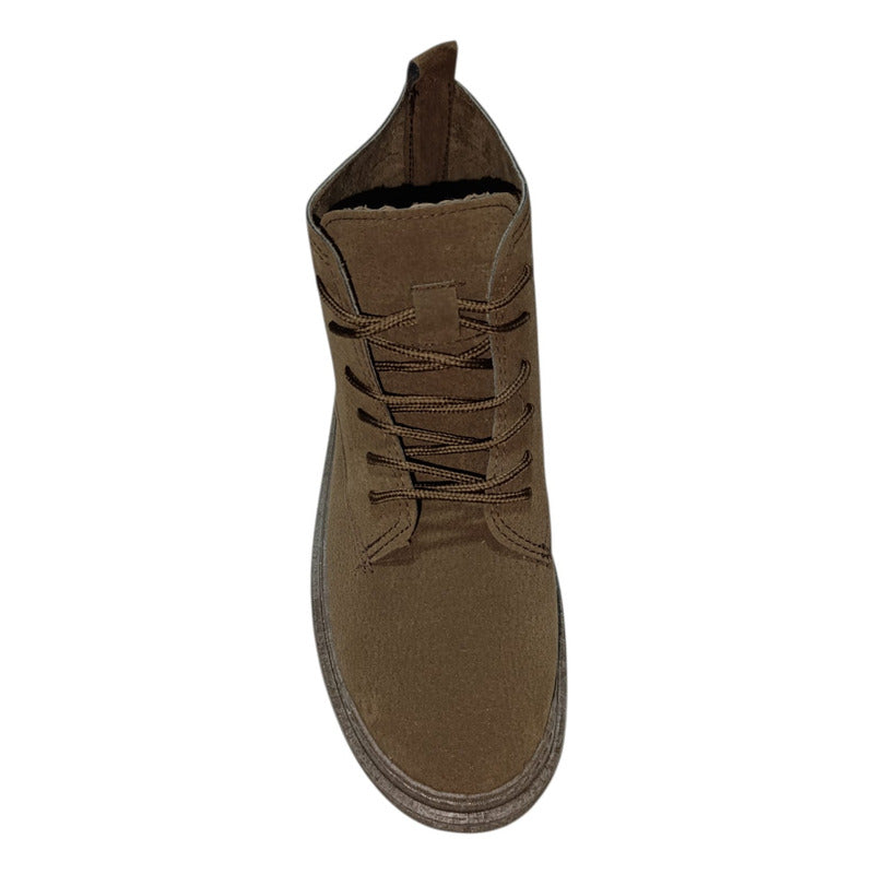 Botas-borcegos De Gamuza Con Cordones Marrón Y Negro