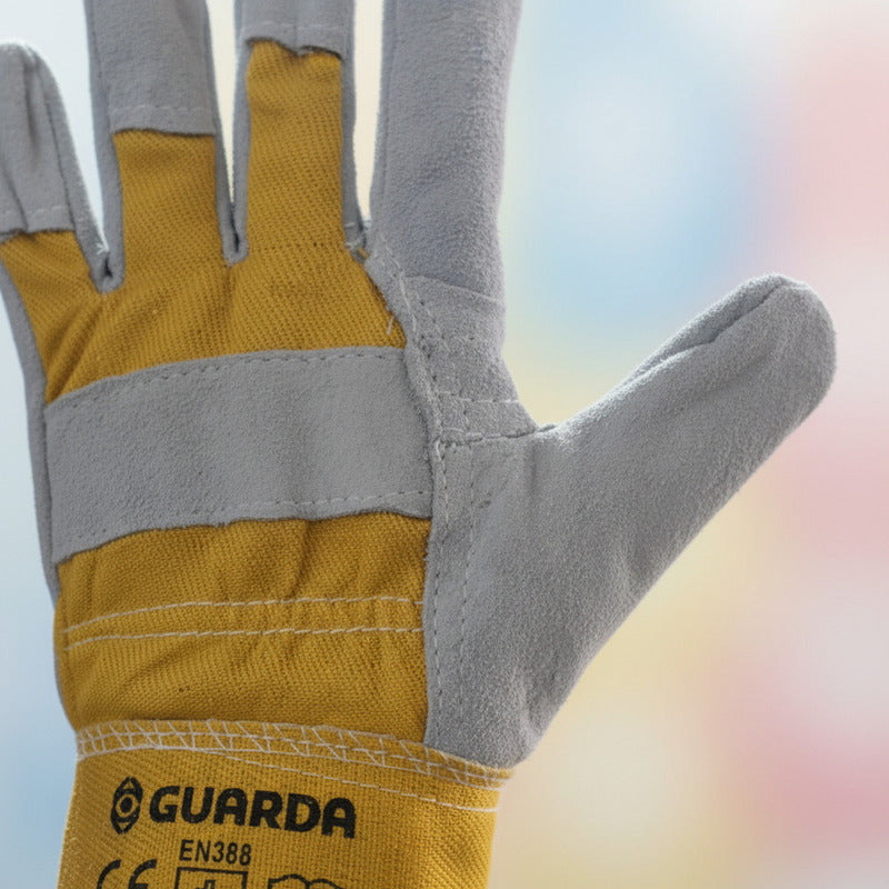 Guantes De Trabajo Guarda De Cuero Y Algodón Amarillo