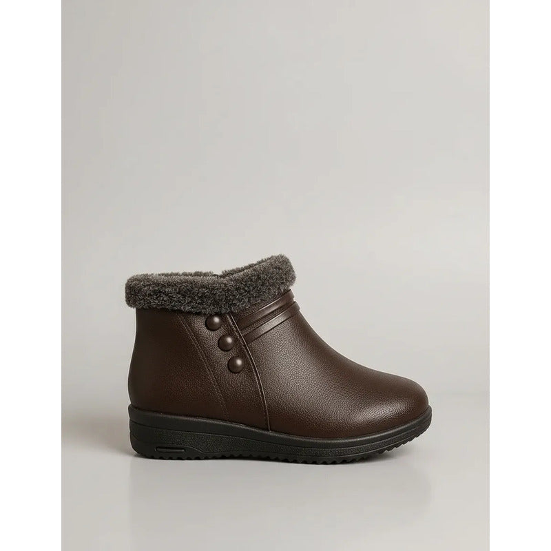 Botas De Invierno Simil Cuero Cuerina Con Corderito 36 Al 41 Marrón Lisas 39