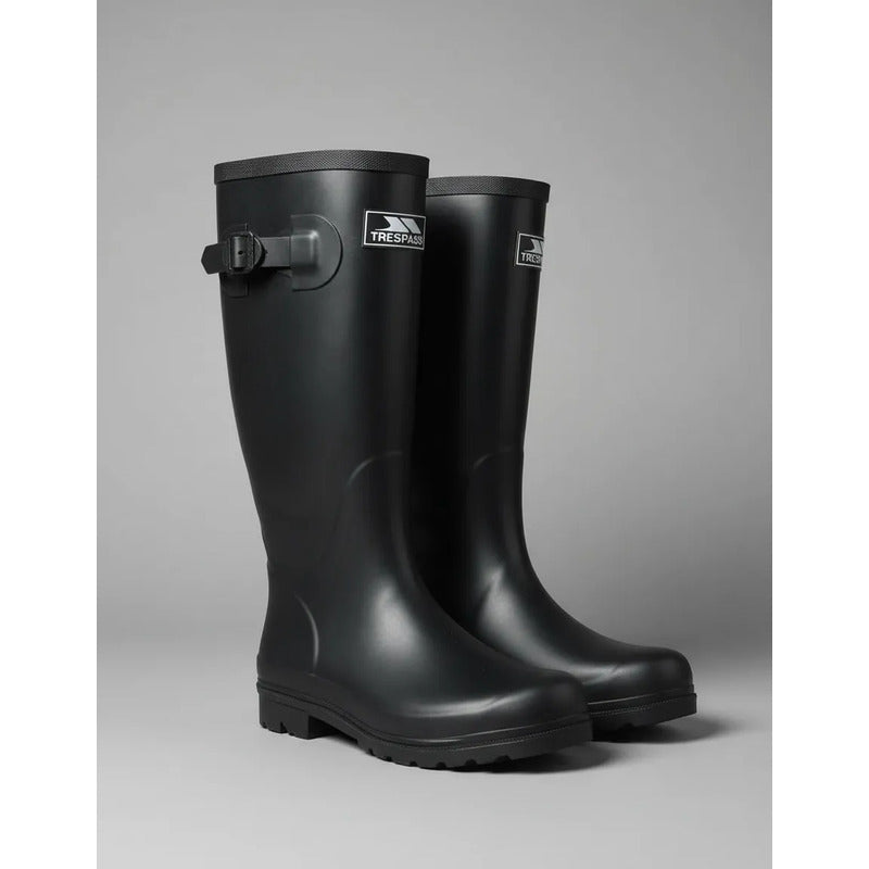 Bota De Lluvia De Goma De Hombre Con Ajuste Negro Lisas 46