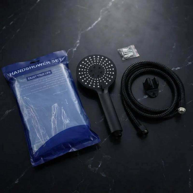 Teléfono De Lluvero Para Ducha Color Negro Redondo Negro