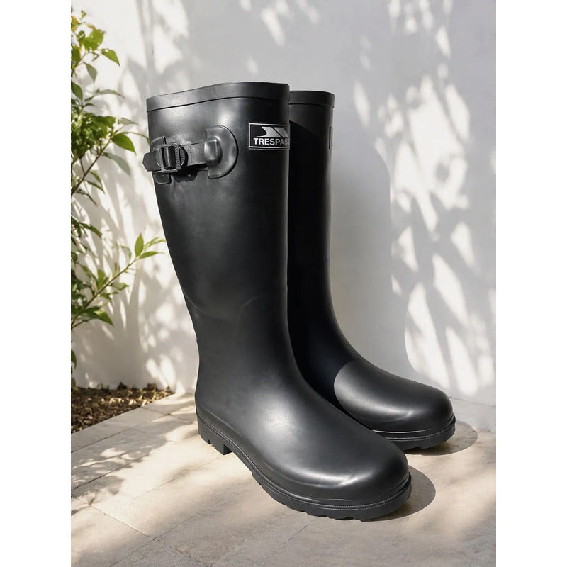 Bota De Lluvia De Goma De Hombre Con Ajuste Negro Lisas 45