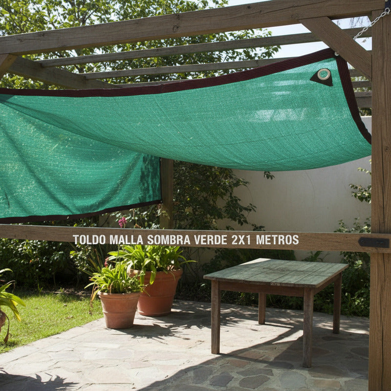 Toldo Malla Sombra Verde 2x1 Metros Verde