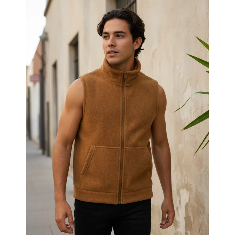 Chaleco Polar Unisex Del Talle S Al 3xl Negro, Marron Y Gris Marrón Liso M