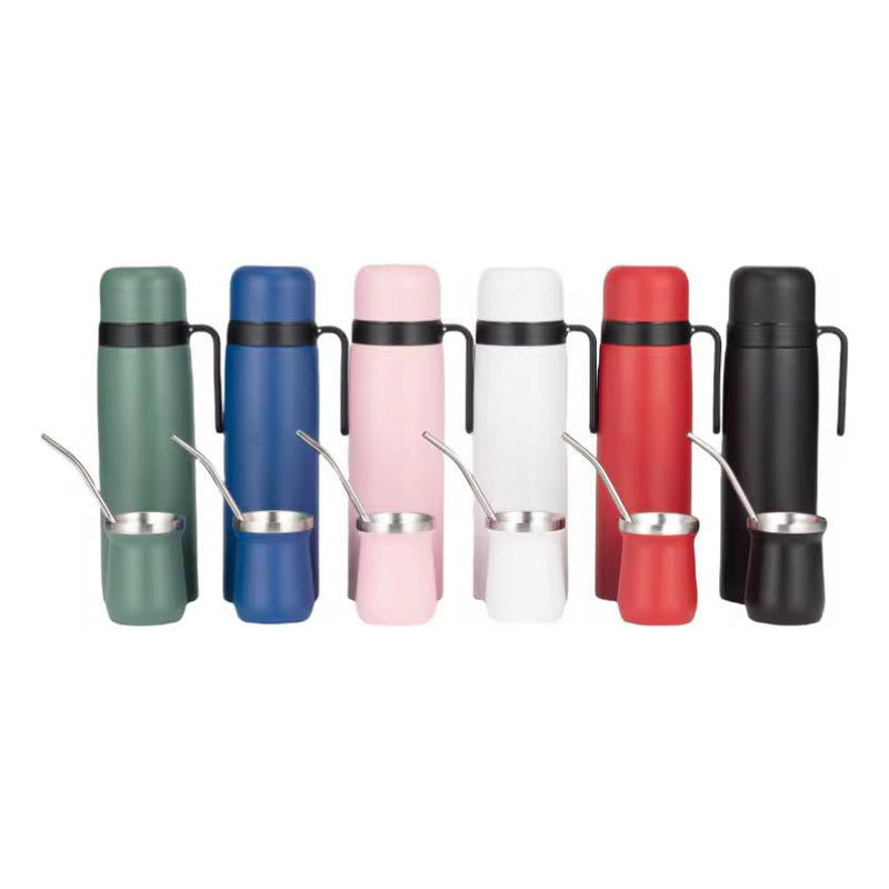 Juego De Termo 1 Litro Mate 160 Ml Y Bombilla