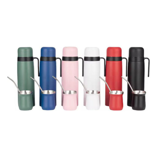 Juego De Termo 1 Litro Mate 160 Ml Y Bombilla