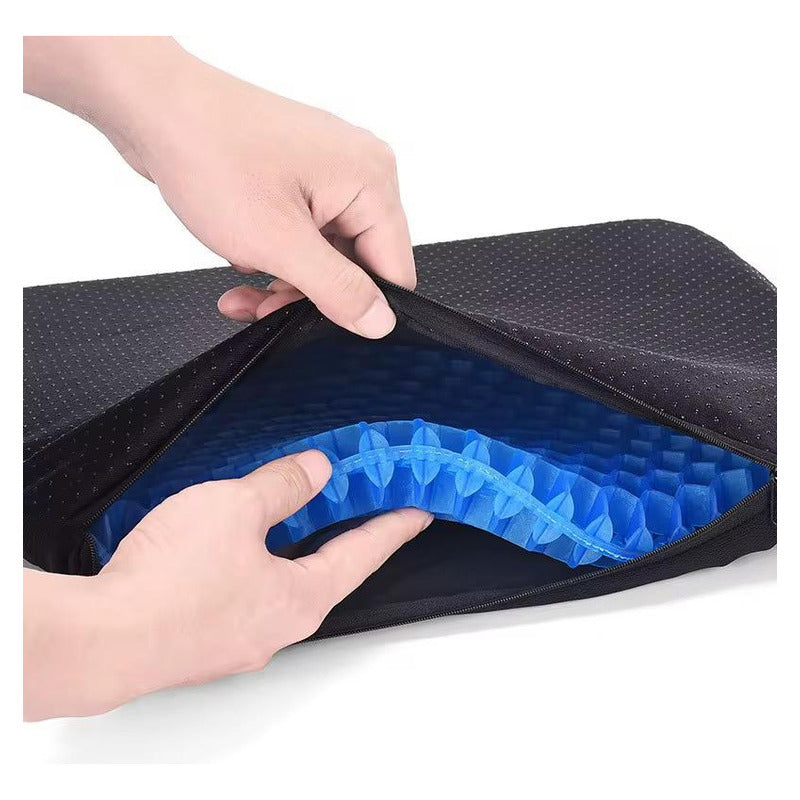 Asiento Almohadilla Gel Ergonomico 1kg/funda Negra 44x37x4