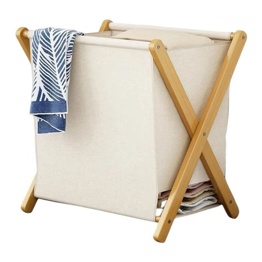 Cesto De Ropa Plegable Color Beige 40x30x38 Cm