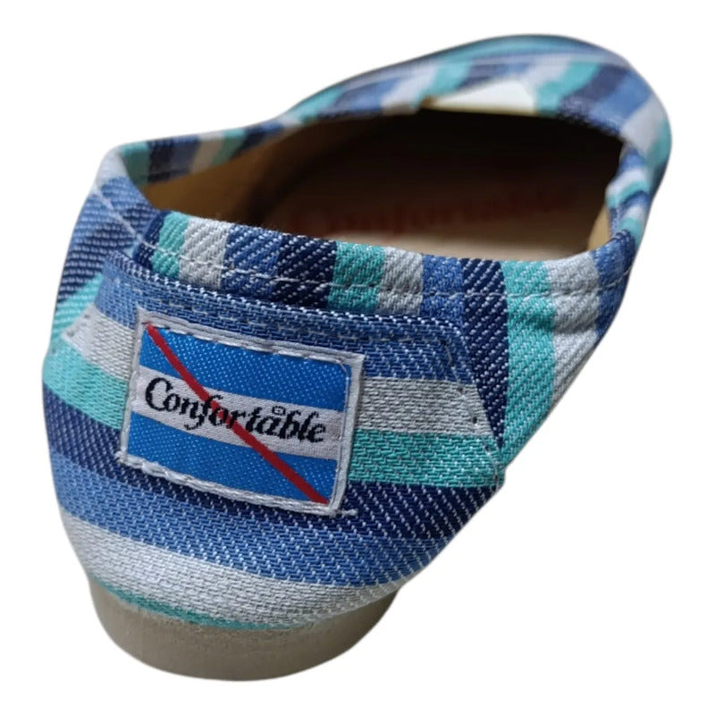Alpargatas Confortables Estampadas Celeste Azul Y Verde Agua 35 Uy