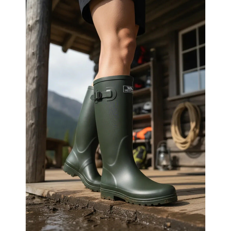 Bota De Lluvia De Goma De Hombre Con Ajuste Verde Lisas 42