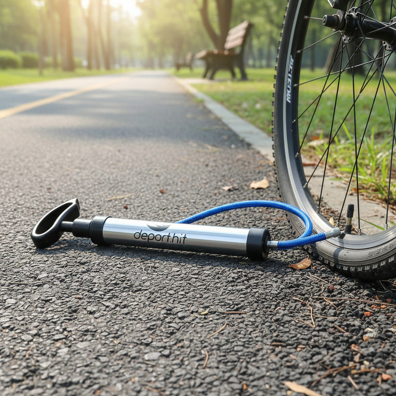 Inflador Para Bicicleta Pelota Etc Deport.hit Plateado