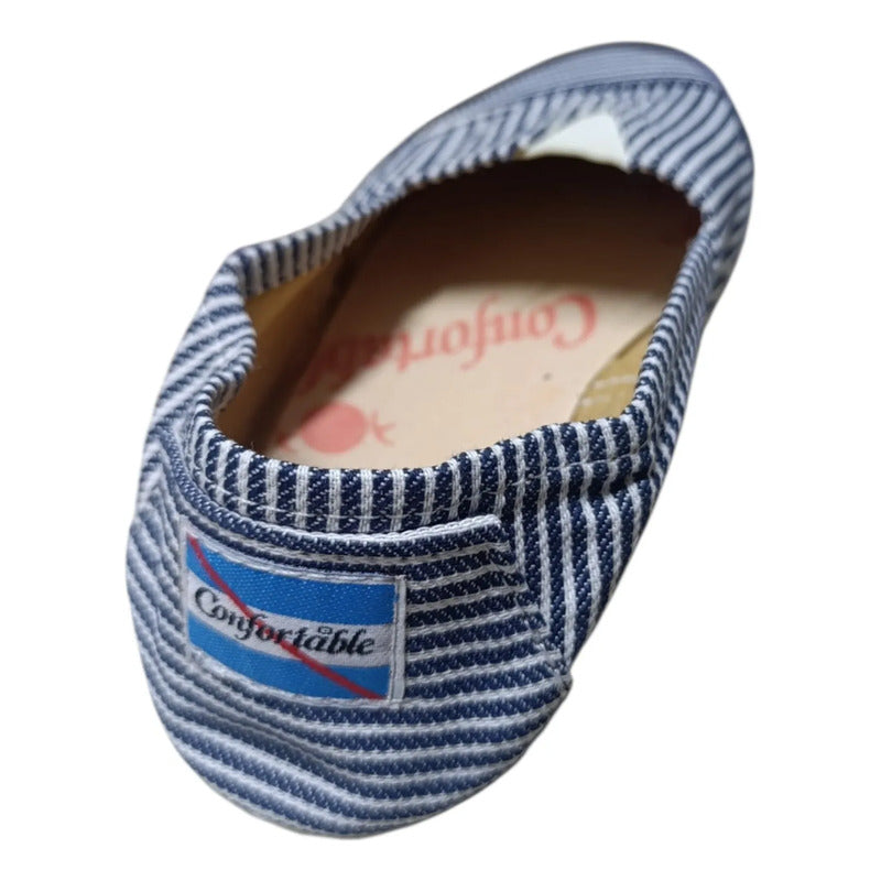 Alpargatas Confortables Estampadas Blanco Y Azul 43 Uy